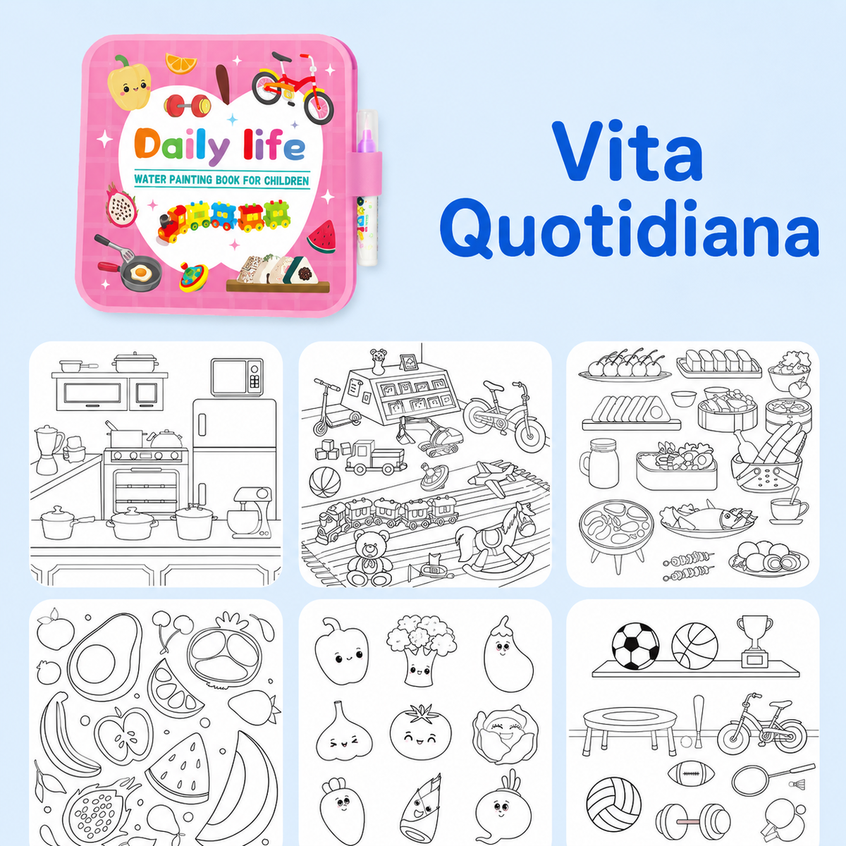 Mess-Free Reusable Water Coloring Book