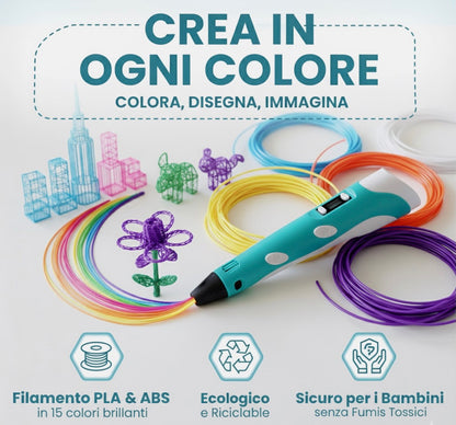 Pack Complet Stylo 3D - Filaments 12 Couleurs