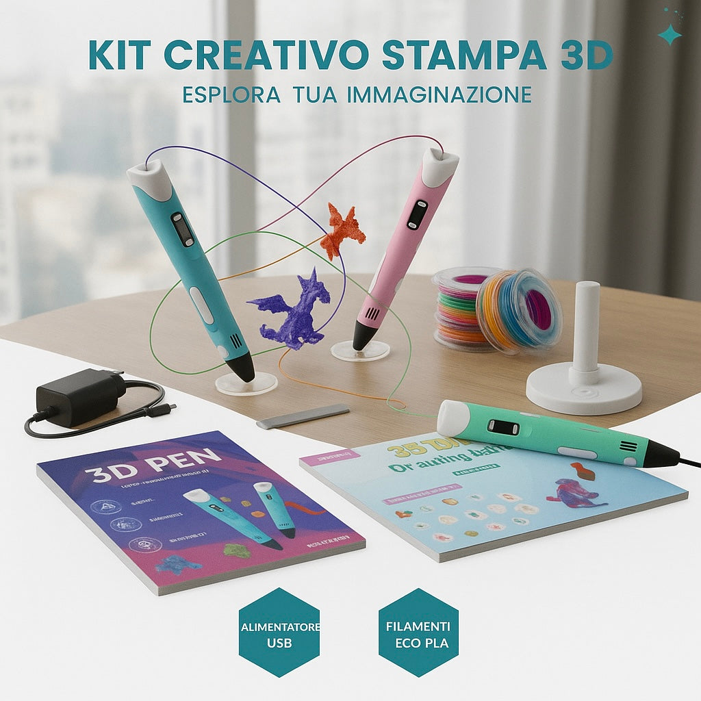 Complete 3D Pen Set – 12-Color Filament