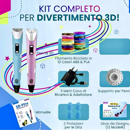 Pack Complet Stylo 3D - Filaments 12 Couleurs